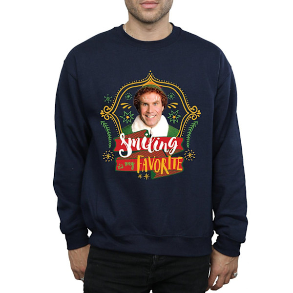 Elf Mens Buddy Smiling Sweatshirt L Marinblå Navy Blue L