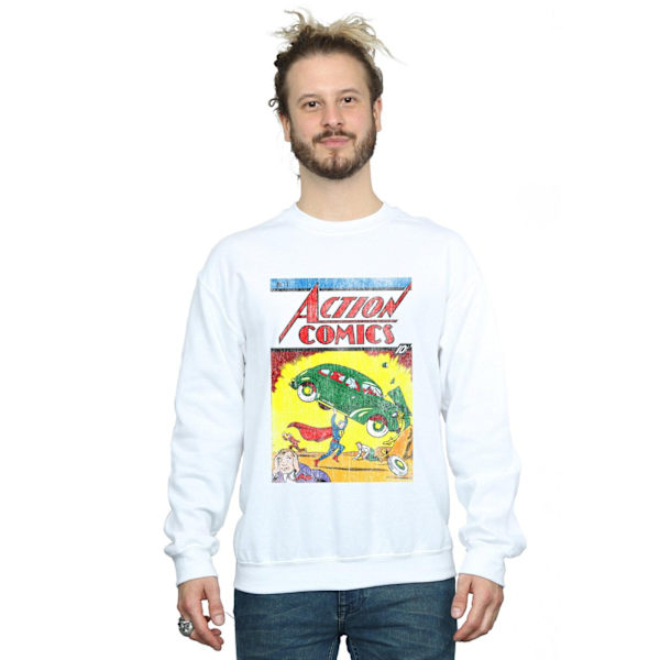 DC Comics Herr Superman Action Comics Nummer 1 Omslag Sweatshirt White L