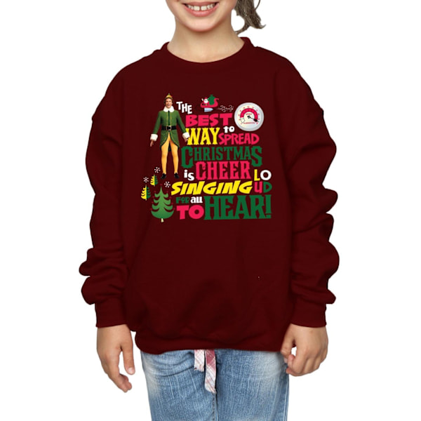 Elf Girls Christmas Cheer Sweatshirt 12-13 år Bourgogne Burgundy 12-13 Years