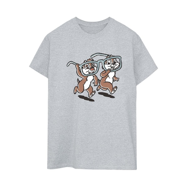 Disney Dam/Kvinnor Chip ´n Dale Glasögon Bomull Boyfriend T-Sh Sports Grey 3XL