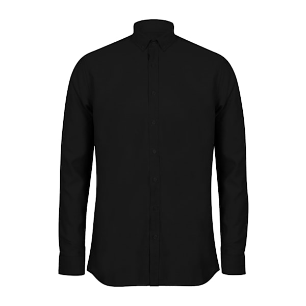 Henbury Herr Modern Långärmad Oxford Skjorta 3XLC Svart Black 3XLC