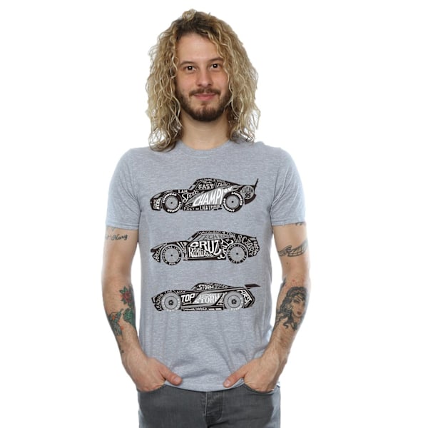 Disney Cars Text Racers T-shirt för män, 3XL, sportgrå Sports Grey 3XL