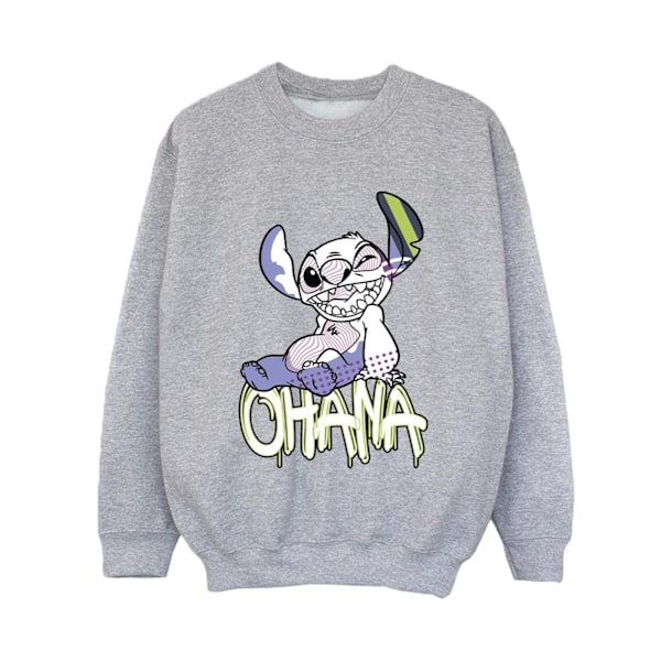 Disney Boys Lilo And Stitch Ohana Graffiti Sweatshirt 9-11 År Sports Grey 9-11 Years