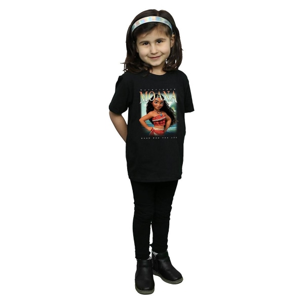 Moana Girls Montage Cotton T-Shirt 5-6 år Svart Black 5-6 Years