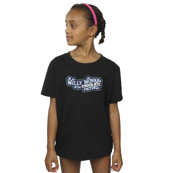 Willy Wonka Girls Chocolate Factory Logo Bomull T-shirt 12-13 år Black 12-13 Years