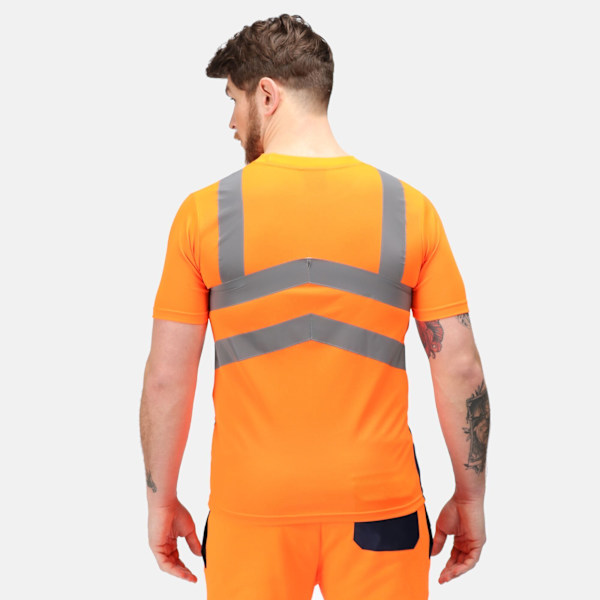 Regatta Pro Hi-Vis Kortärmad T-shirt för Män L Orange/Marinblå Orange/Navy L