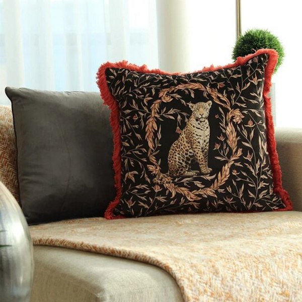 Paoletti Kitraya Leopard Kuddeöverdrag En Storlek Paprika Röd/Svart Paprika Red/Black One Size
