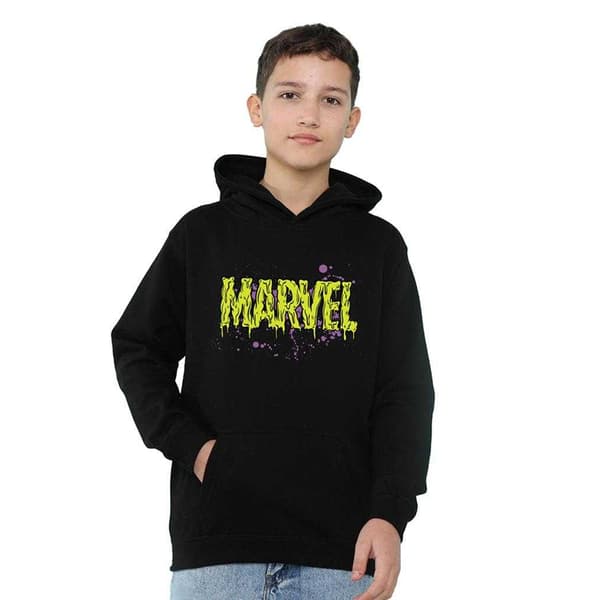 Marvel Barn/Barn Slime Logotyp Pullover Hoodie 9-11 År Sva Black 9-11 Years
