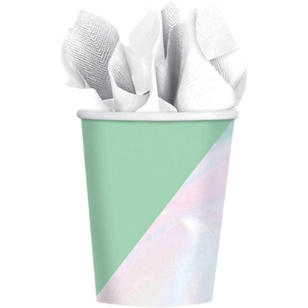 Amscan Paper Shimmer Party Cup (Pack om 8) One Size Iridescent Iridescent Silver/Mint One Size
