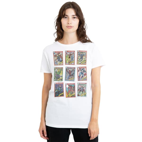 Marvel Dam Grid Retro Trading Card T-shirt S Vit White S