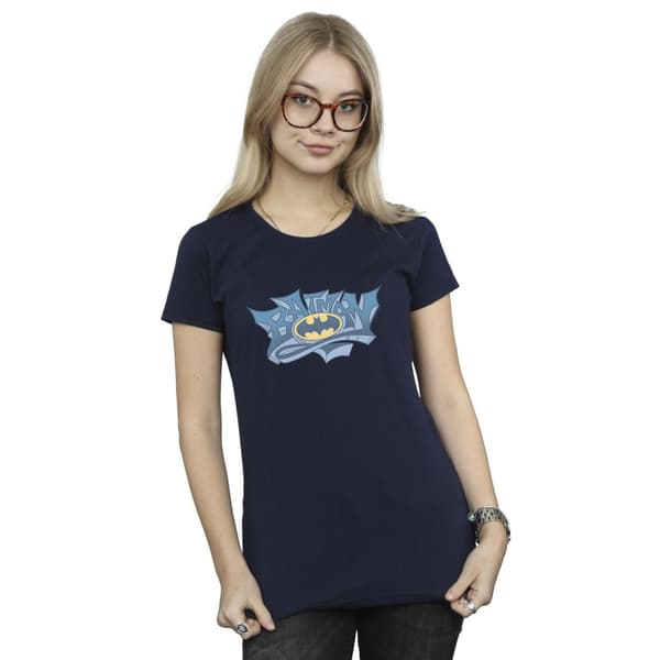 DC Comics Dam/Dam Batman Graffiti Logotyp Bomulls T-Shirt M Marinblå Navy Blue M