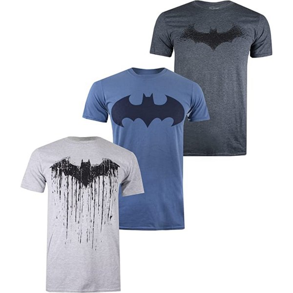 Batman Herr-tröja med logotyp (paket med 3) M Grå/Blå/Svart Grey/Blue/Black M