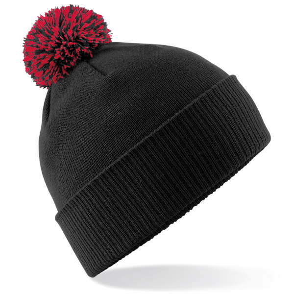 Beechfield Girls Snowstar Duo Extreme Winter Hat One Size Svart Black/Classic Red One Size