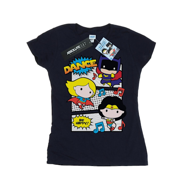 DC Comics Dam/Kvinnor Chibi Super Friends Dans Bomull T-Shir Navy Blue S