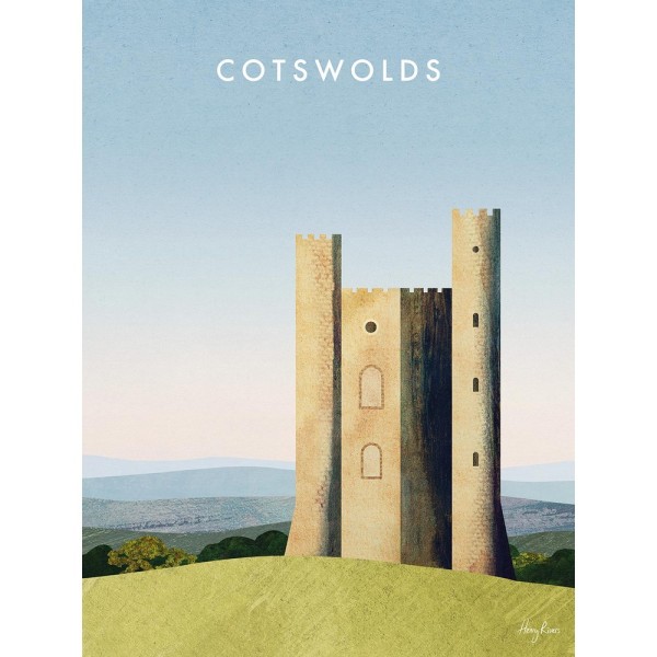 Henry Rivers Cotswolds Broadway Tower Canvas Print 50mm x 40mm Multicoloured 50mm x 40mm