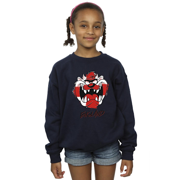 Looney Tunes Girls Taz England Face Sweatshirt 12-13 år Marinblå Navy Blue 12-13 Years