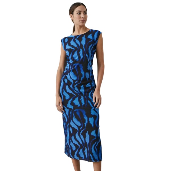 Principer Dam/Dam Ombre Ruched Side Midi Dress 10 UK Blu Blue 10 UK