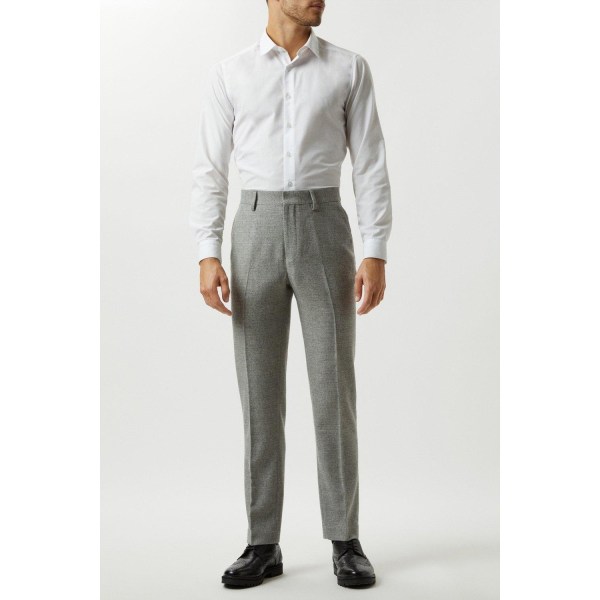 Burton Mens Tweed Crosshatch Slim Suit Byxa 34R Grå Grey 34R