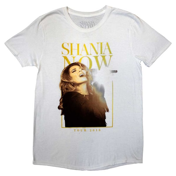 Shania Twain Unisex Vuxen Tour 2018 Mic Foto T-Shirt S Vit White S