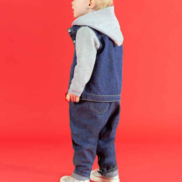 Larkwood Barnjacka med huva i denim för barn/barn 2-3 år Denim Blå Denim Blue 2-3 Years