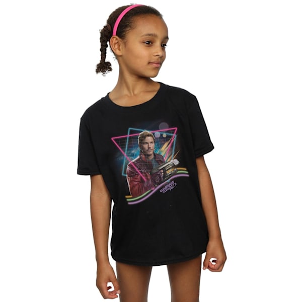 Marvel Girls Guardians Of The Galaxy Neon Star Lord Bomull T-Sh Black 5-6 Years