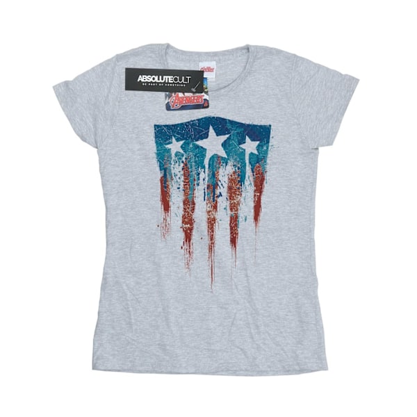 Marvel Dam/Kvinnor Captain America Flag Shield Bomull T-shirt Sports Grey M