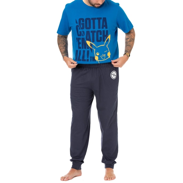 Pokemon Mens Gotta Catch Em All Long Pyjamas Set XL Blå/Navy Bl Blue/Navy Blue XL