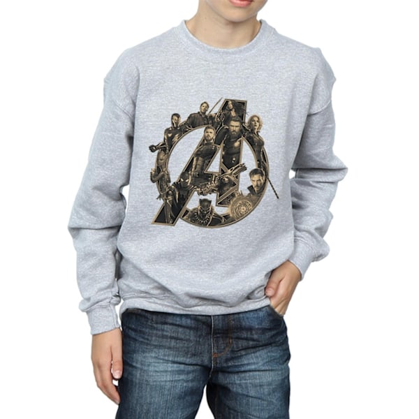 Marvel Boys Avengers Infinity War Marvel Logo Sweatshirt 5-6 år Sports Grey 5-6 Years