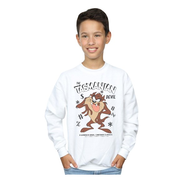 Looney Tunes Pojkar Tasmanian Devil Vintage Sweatshirt 7-8 År White 7-8 Years