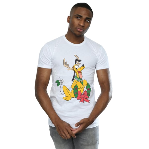 Disney Mens Pluto Christmas Reindeer T-Shirt M Vit White M