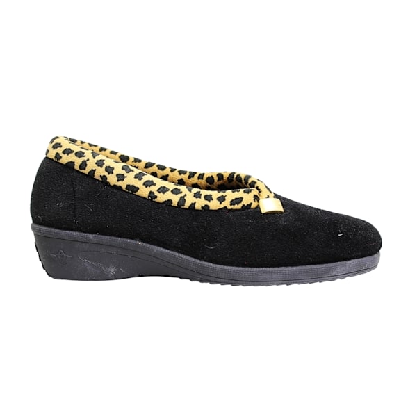 Lunar Dam/Dam Paloma Leopardmönstrade Tofflor 6 UK Svart Black 6 UK