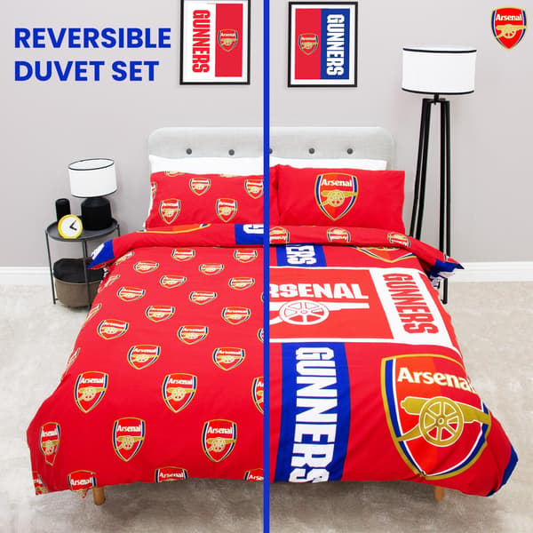 Arsenal FC Gunners Vändbart Påslakanset Dubbel Multicolou Multicoloured Double