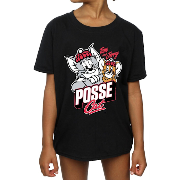 Tom And Jerry Girls Posse Cat Bomull T-shirt 9-11 År Svart Black 9-11 Years