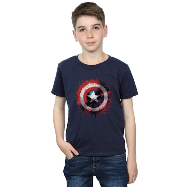 Captain America Boys Art Shield T-Shirt 9-11 år Marinblå Navy Blue 9-11 Years