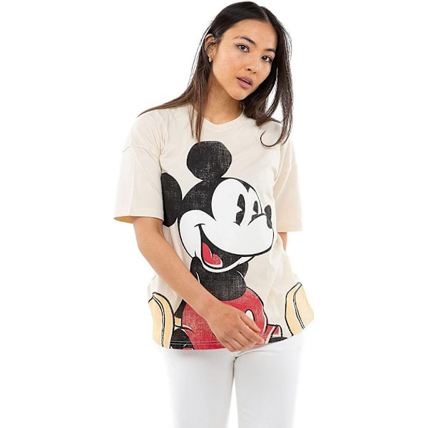 Disney Dam/Kvinnor Mickey Mouse Slouch T-Shirt XL Sand/Svart/ Sand/Black/Red XL