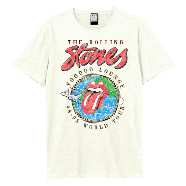 Amplified Mens Voodoo Lounge Tour The Rolling Stones T-Shirt L Vintage White L