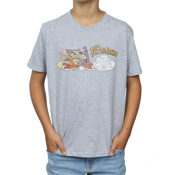 The Flintstones Boys Family Car Distressed T-Shirt 7-8 år Sp Sports Grey 7-8 Years