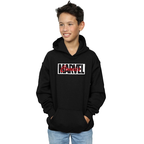 Marvel Boys Röd Font Logo Hoodie 7-8 År Svart Black 7-8 Years