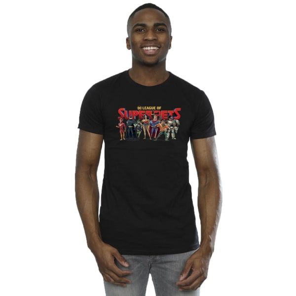 DC Comics DC League Of Super-Pets Group Logo T-shirt för män Black 4XL