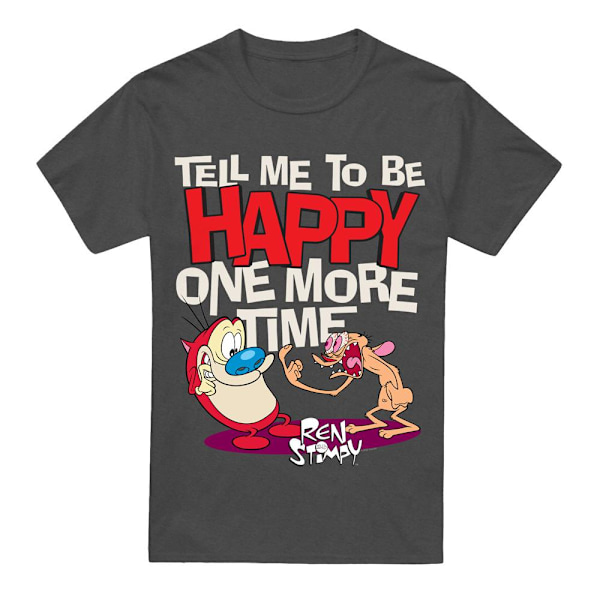 Ren & Stimpy Unisex Vuxen Tell Me To Be Happy T-Shirt XL Gråmelerad Charcoal XL