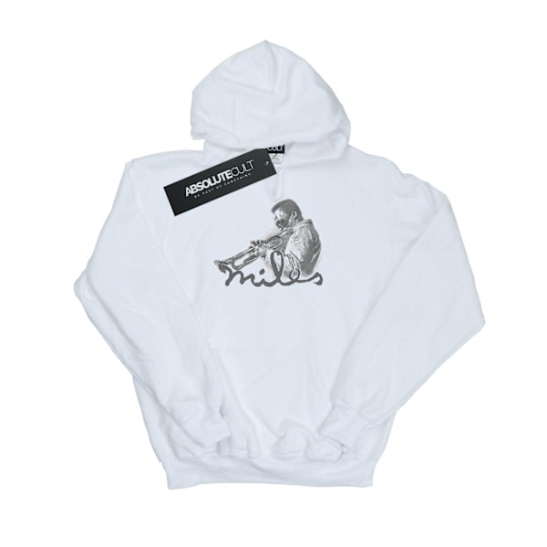 Miles Davis Tjej Profil Skiss Hoodie 12-13 År Vit White 12-13 Years