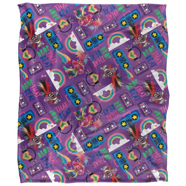 Trolls Silkeslen Filt med All-Over-Tryck, Mjuk Känsla, One Size Multico Multicoloured One Size