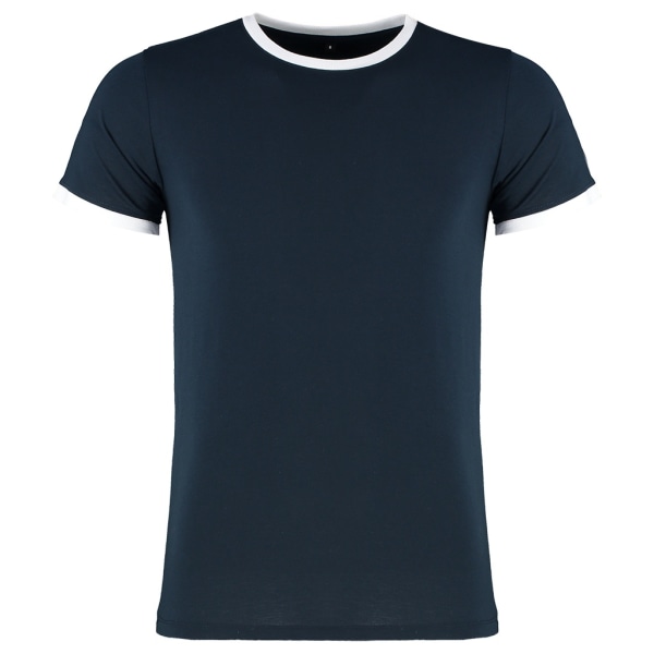 Kustom Kit Herr Fashion Fit Ringer T-shirt XS Marin/Vit Navy/White XS