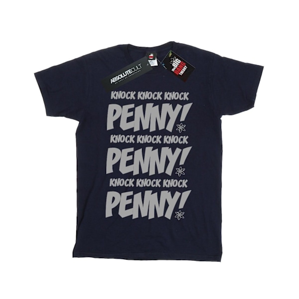 The Big Bang Theory Girls Sheldon Knock Knock Penny Bomull T-shirt Navy Blue 5-6 Years