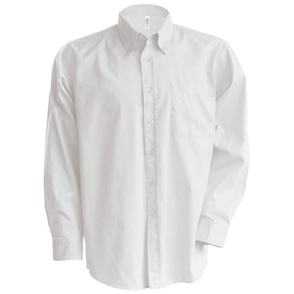 Kariban Långärmad Långärmad Oxfordskjorta för män 6XL Vit White 6XL