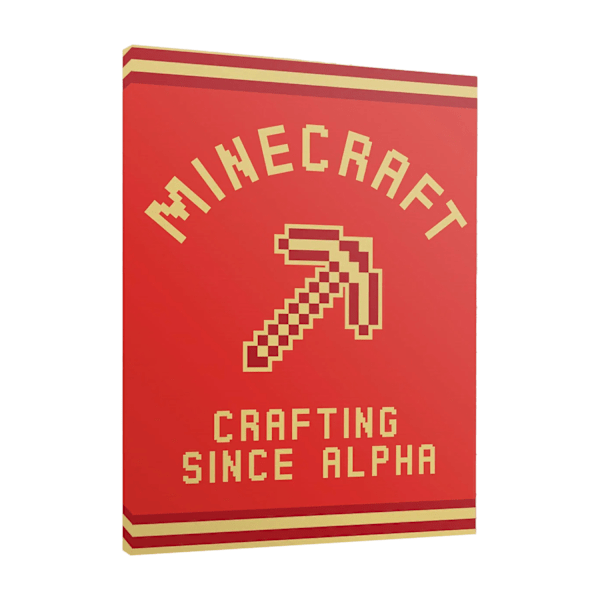 Minecraft Crafting Since Alpha Canvas Print 80cm x 60cm Röd/Gul Red/Gold 80cm x 60cm
