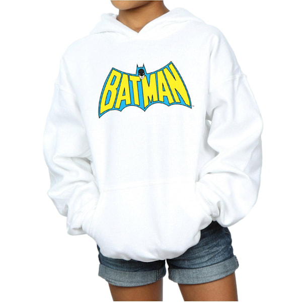 DC Comics Girls Batman Retro Logo Hoodie 5-6 år Vit White 5-6 Years