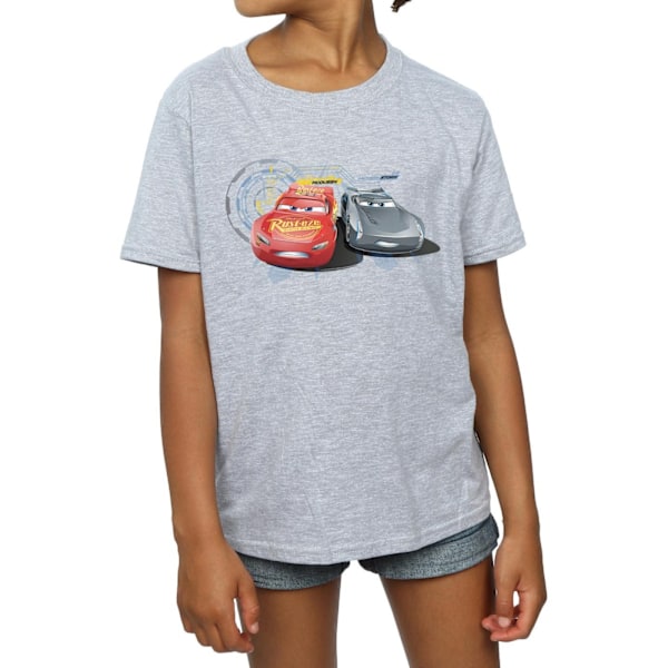 Disney Girls Cars Lightning Vs Storm Bomull T-shirt 9-11 år Sports Grey 9-11 Years