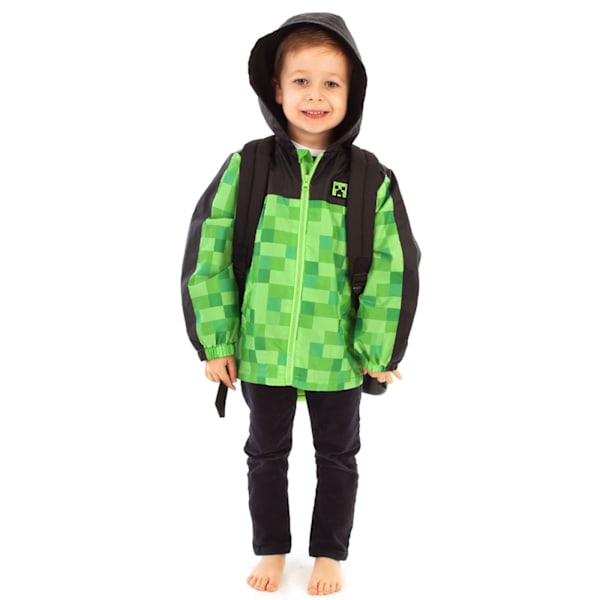 Minecraft Pojkar Creeper Huvtröja Vattentät Jacka 5-6 År Grön Green/Black 5-6 Years