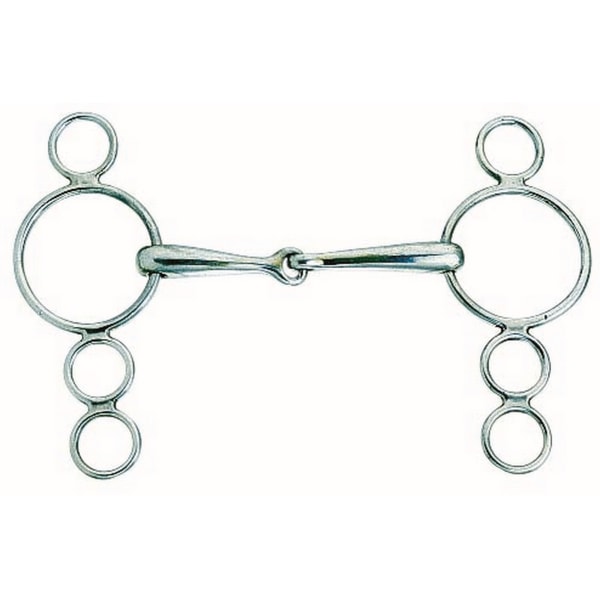 Korsteel Horses Rostfritt stål Jointed 3 Ring Dutch Gag Bit 5. Silver 5.5in